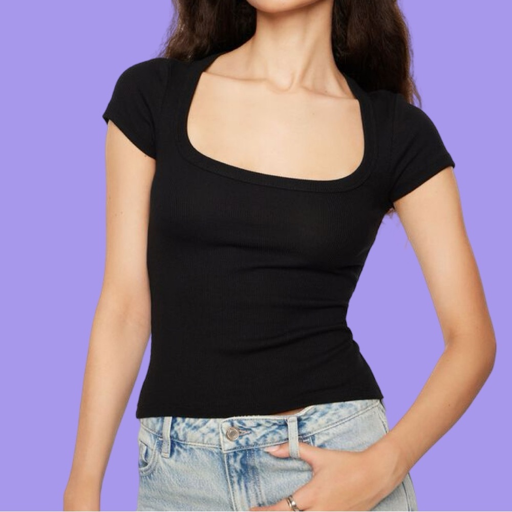 5/25$ Black Square Neck T-shirt | Dynamite